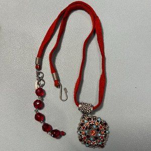 Turquoise & Red Necklace with Post Dangle Earrings